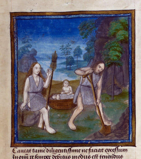 Matthew Paris, “St. Francis Preaching to the Birds,” Corpus Christi College, Cambridge, Chronica Maira, c. 1250.